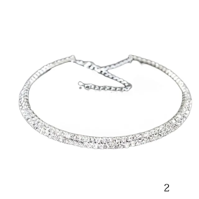 Hot Sale Outstanding Shining Crystal Rhinestone Collar Chain Choker Necklace Wedding Birthday Jewelry NL-0729