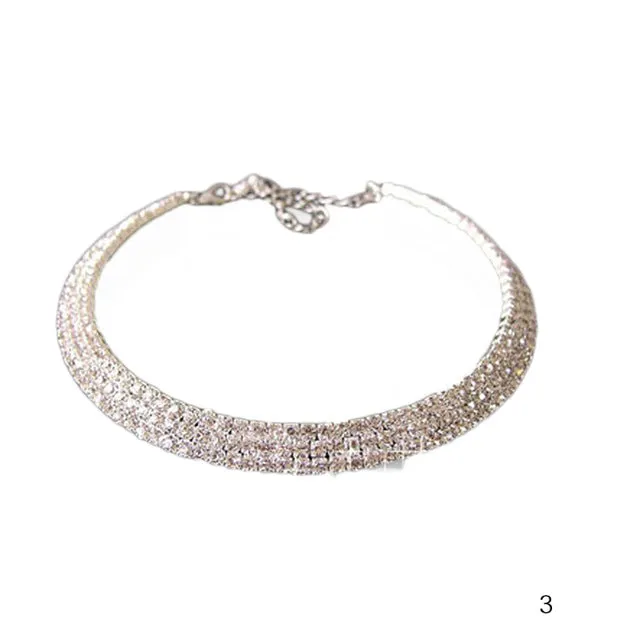 Hot Sale Outstanding Shining Crystal Rhinestone Collar Chain Choker Necklace Wedding Birthday Jewelry NL-0729