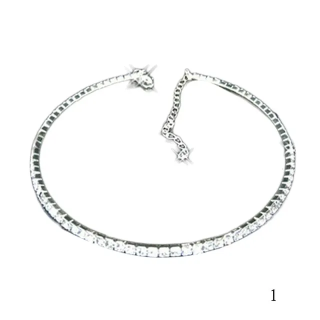 Hot Sale Outstanding Shining Crystal Rhinestone Collar Chain Choker Necklace Wedding Birthday Jewelry NL-0729