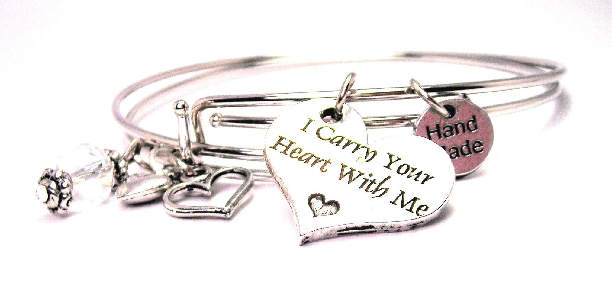 I Carry Your Heart With Me Expandable Bangle Bracelet Set