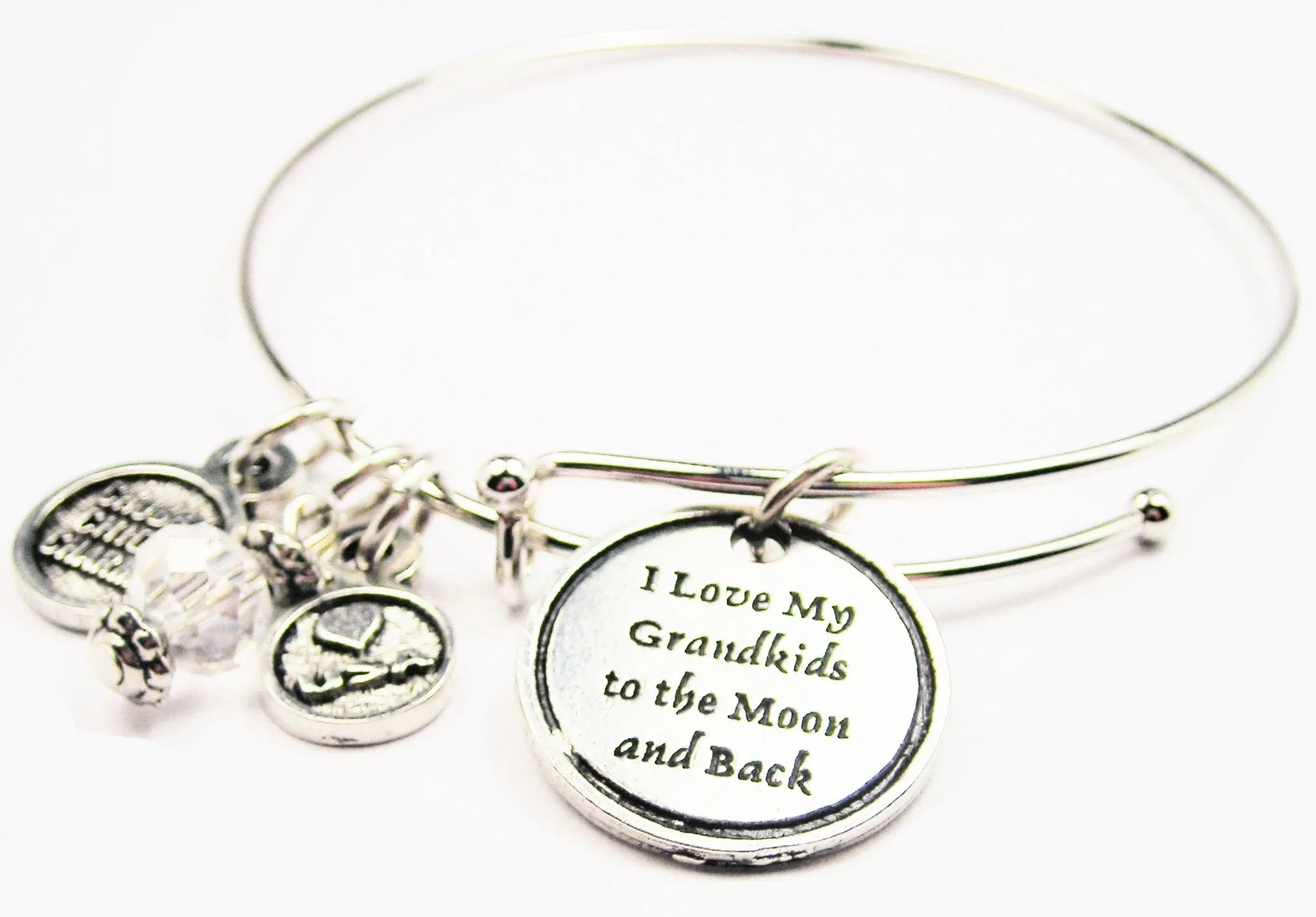 I Love My Grand Kids To The Moon And Back Bangle Bracelet