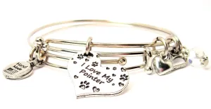 I Love My Pointer Heart Expandable Bangle Bracelet Set