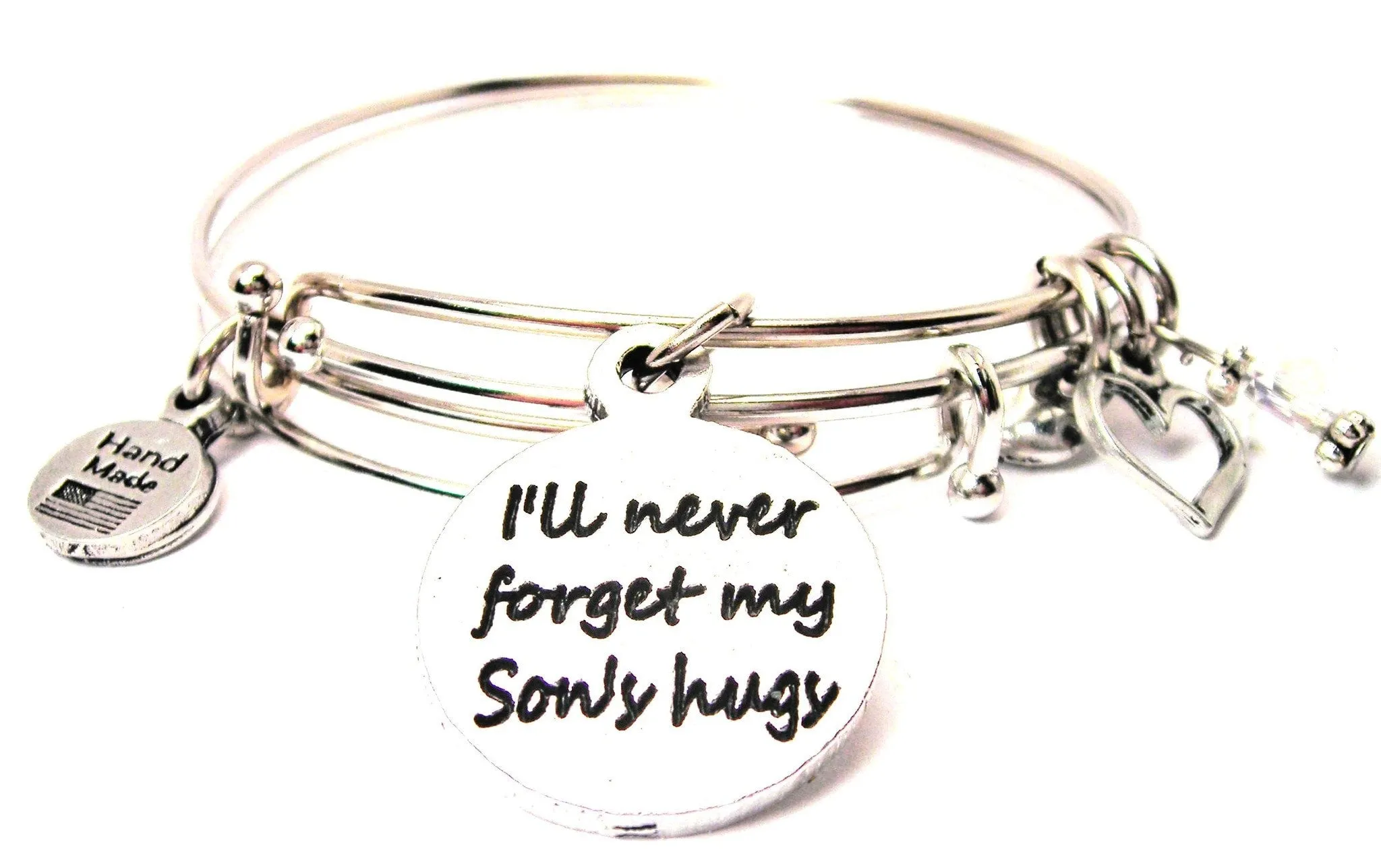 I'll Never Forget My Sons Hugs Expandable Bangle Bracelet Set