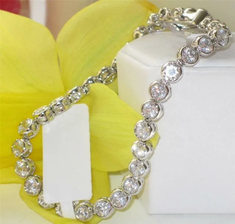 Jewellery Kingdom Cubic Zirconia Silver Sparkling Rhodium Ladies Tennis Bracelet