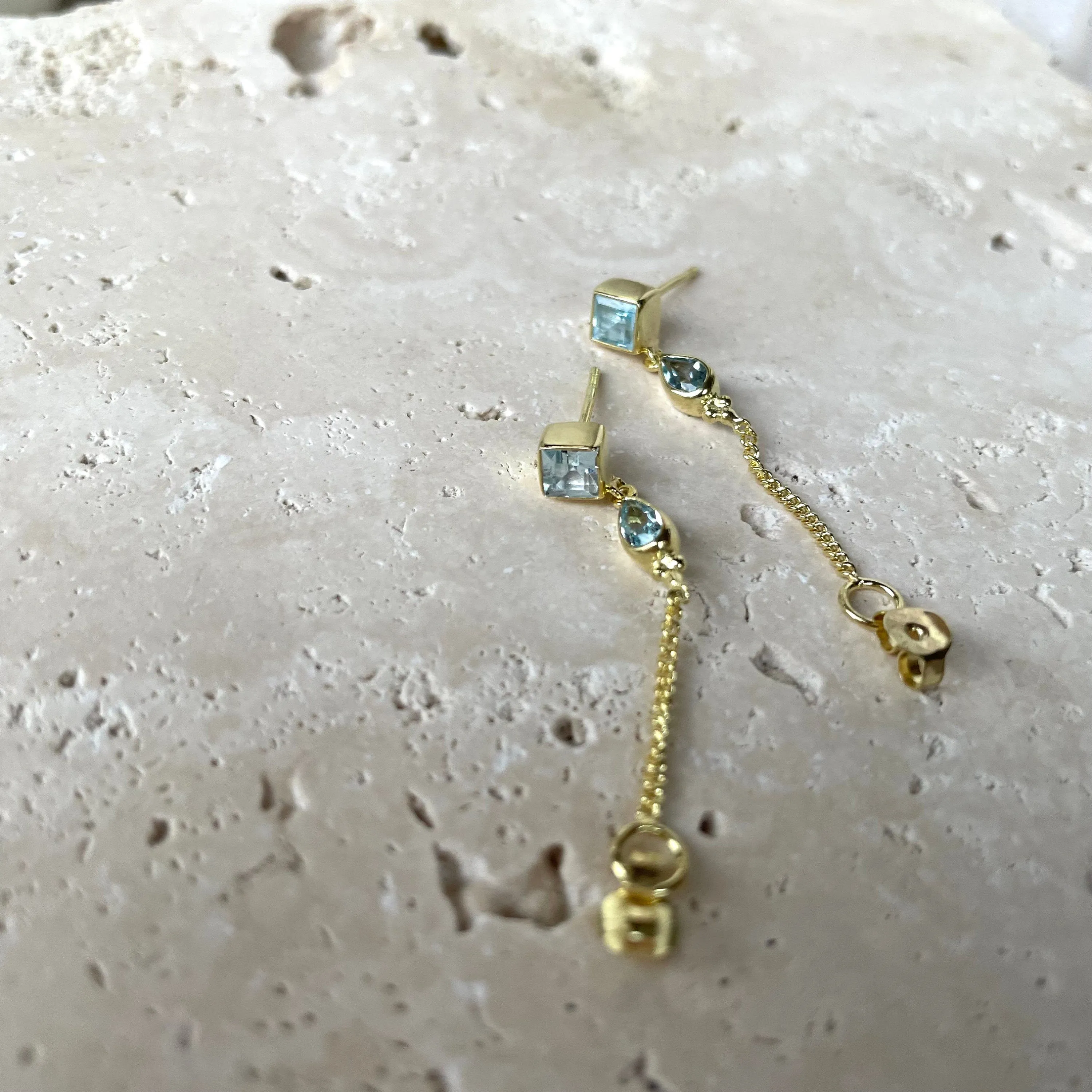 Kalani Gold Blue Topaz Earrings