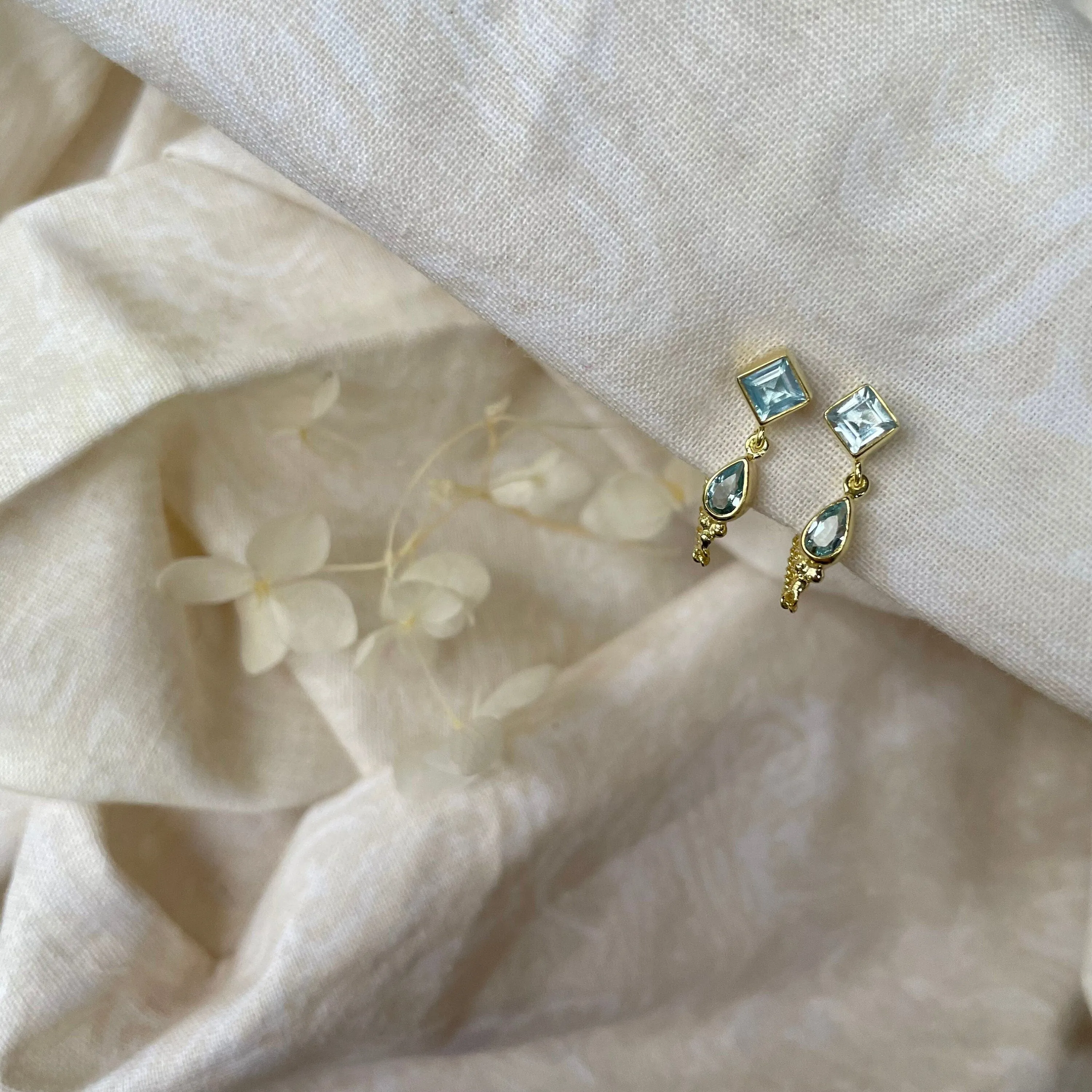 Kalani Gold Blue Topaz Earrings