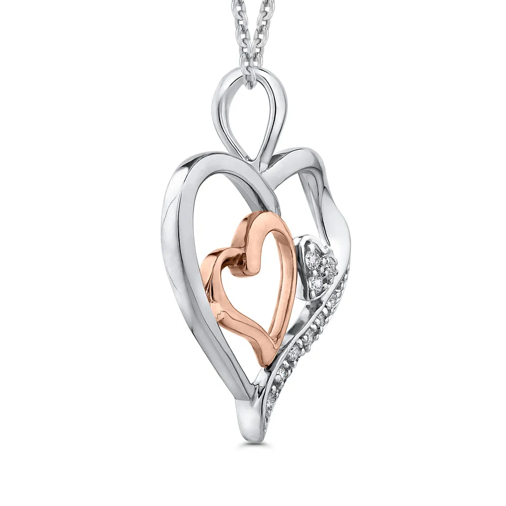 KATARINA Triple Heart Diamond Accent Pendant Necklace