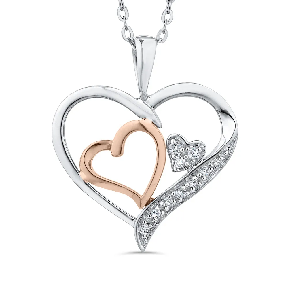 KATARINA Triple Heart Diamond Accent Pendant Necklace