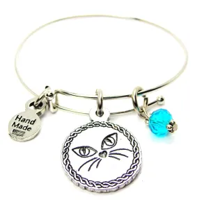 Kitty Face Circle Bangle Bracelet