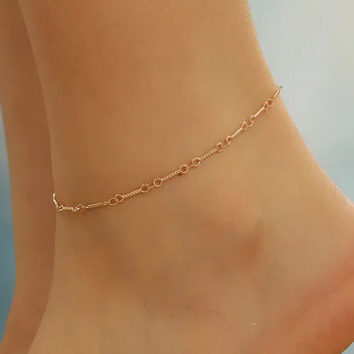 Korean Colorful Beads Chain Anklets Bracelets Women Summer Barefoot