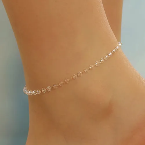 Korean Colorful Beads Chain Anklets Bracelets Women Summer Barefoot