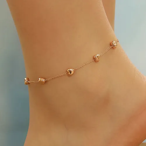 Korean Colorful Beads Chain Anklets Bracelets Women Summer Barefoot