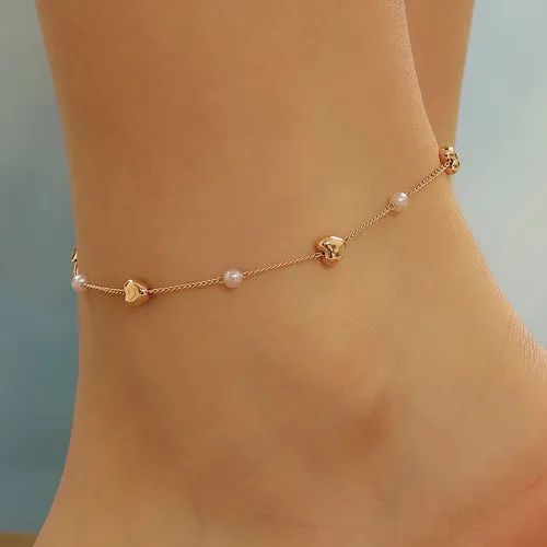 Korean Colorful Beads Chain Anklets Bracelets Women Summer Barefoot