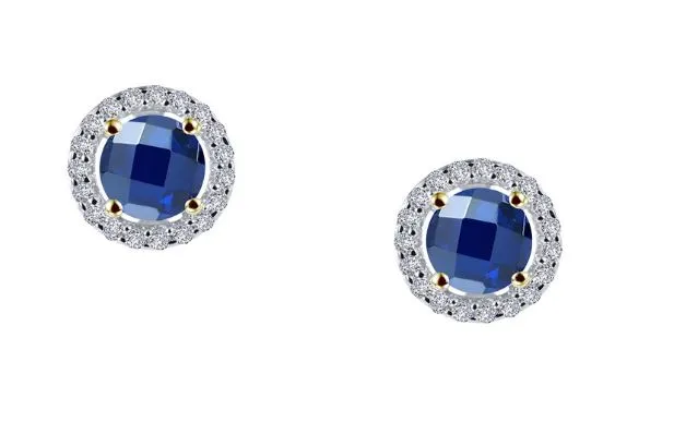 Lab Grown Sapphire Halo Earrings E0328CST