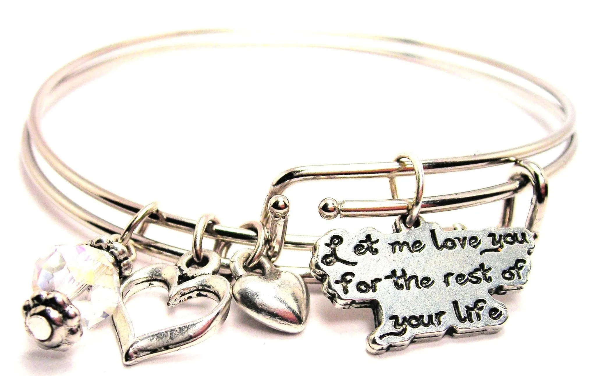 Let Me Love You For The Rest Of Your Life Expandable Bangle Bracelet Set