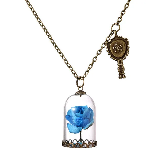 LIEBE ENGEL Glass Bottle Paper Flowers Necklace & Pendant Choker Statement Necklace Fashion Vintage Beauty And The Beast Jewelry