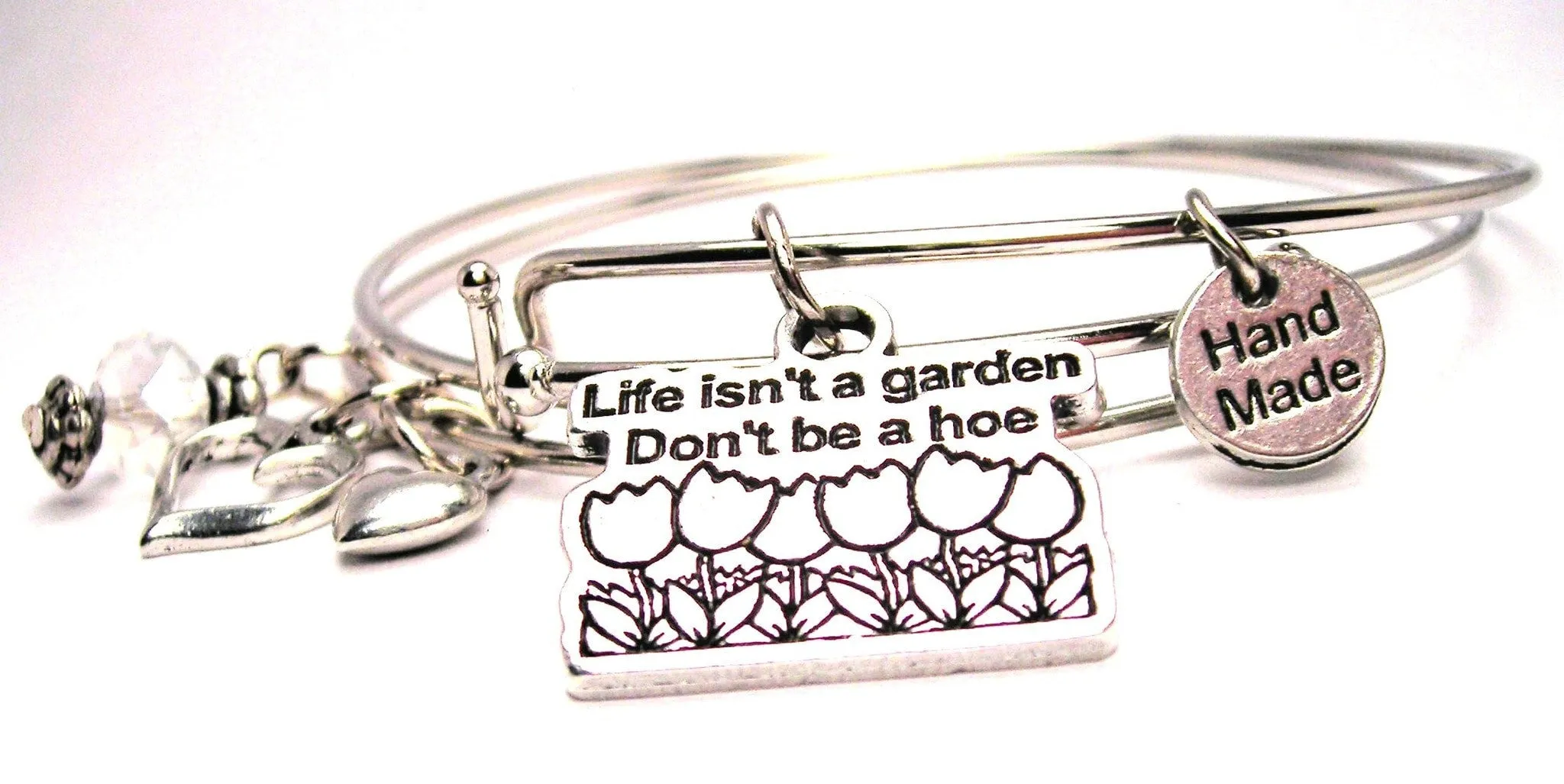 Life Isnt A Garden Dont Be A Hoe Expandable Bangle Bracelet Set