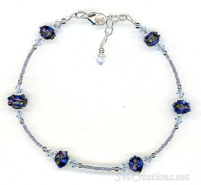 Light Sapphire Cobalt Beaded Anklet