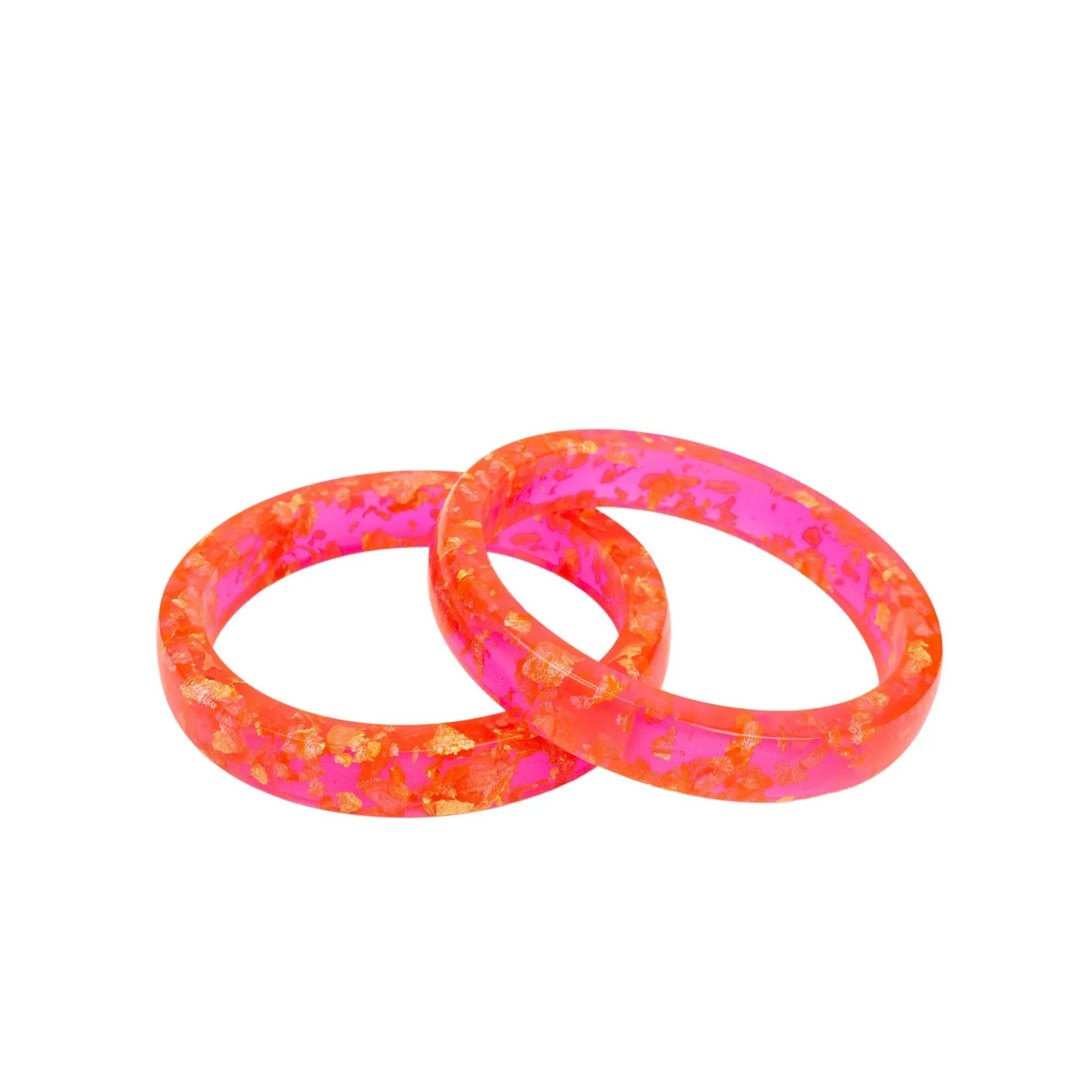 Malika 3pc Bangle Stack - Hot Pink & Metallic Gold Fleck