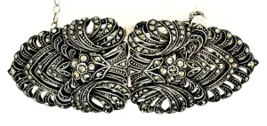 Marcasite & 925 Sterling Silver Brooch/Pin/Matching Dress Clip Vintage Jewellery