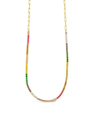 Maria Chain & Rainbow CZ Tennis Necklace