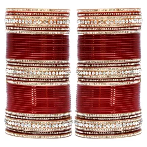 Maroon Bridal Bangle Set, Sikh Chura, Punjabi Bridal Chura Set