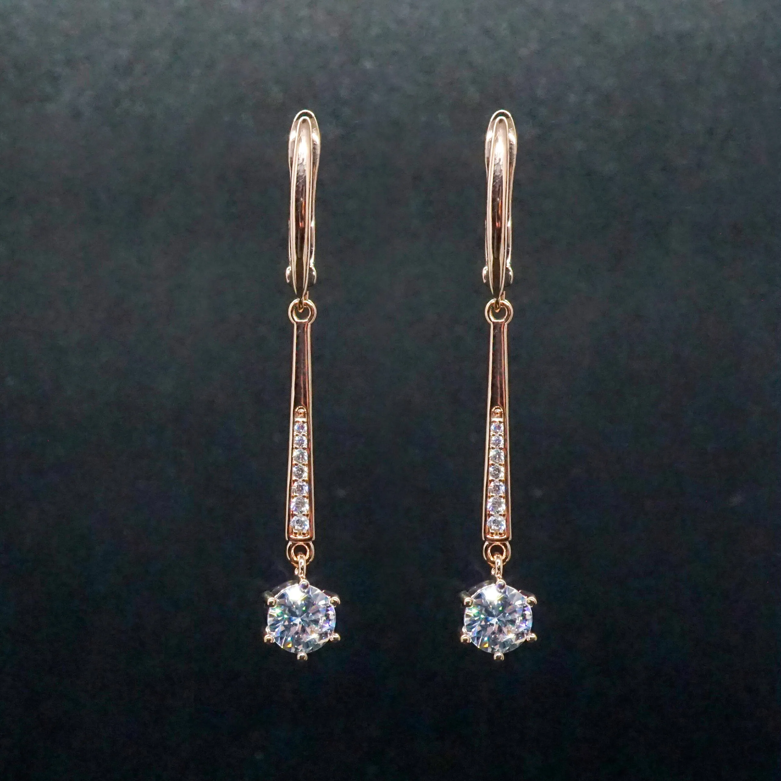 Marta X - Crystal Rose Gold Drop Earrings