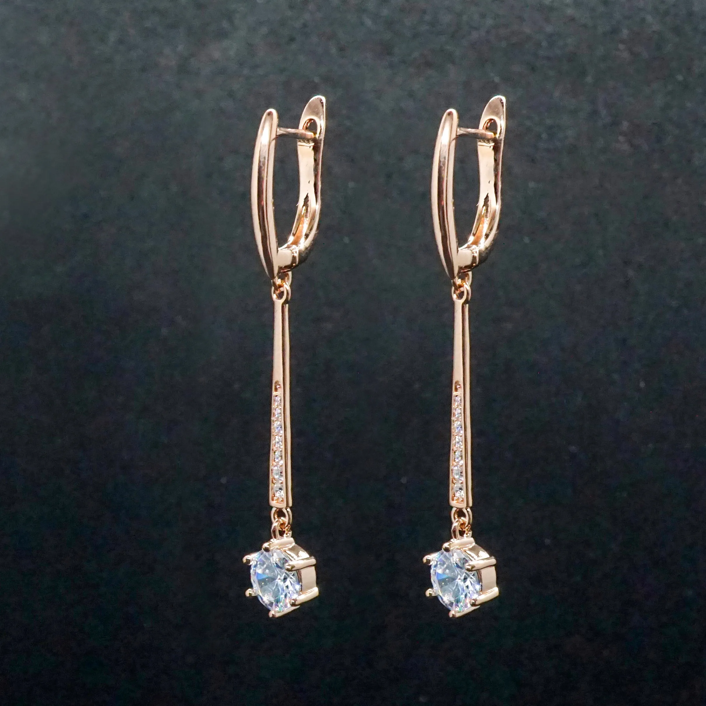 Marta X - Crystal Rose Gold Drop Earrings