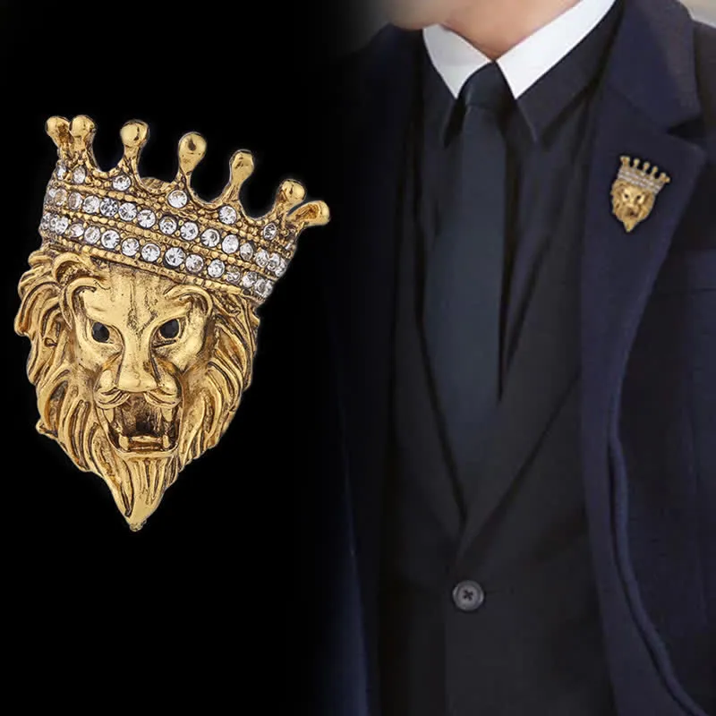 Men's Lordly King Lion Brooch