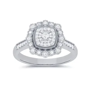 Miracle Little Halo Ring with 0.15ct of Diamonds in 9ct White Gold