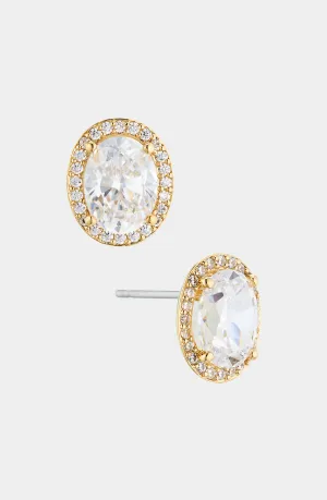 MODERN LOVE OVAL HALO STUD EARRINGS