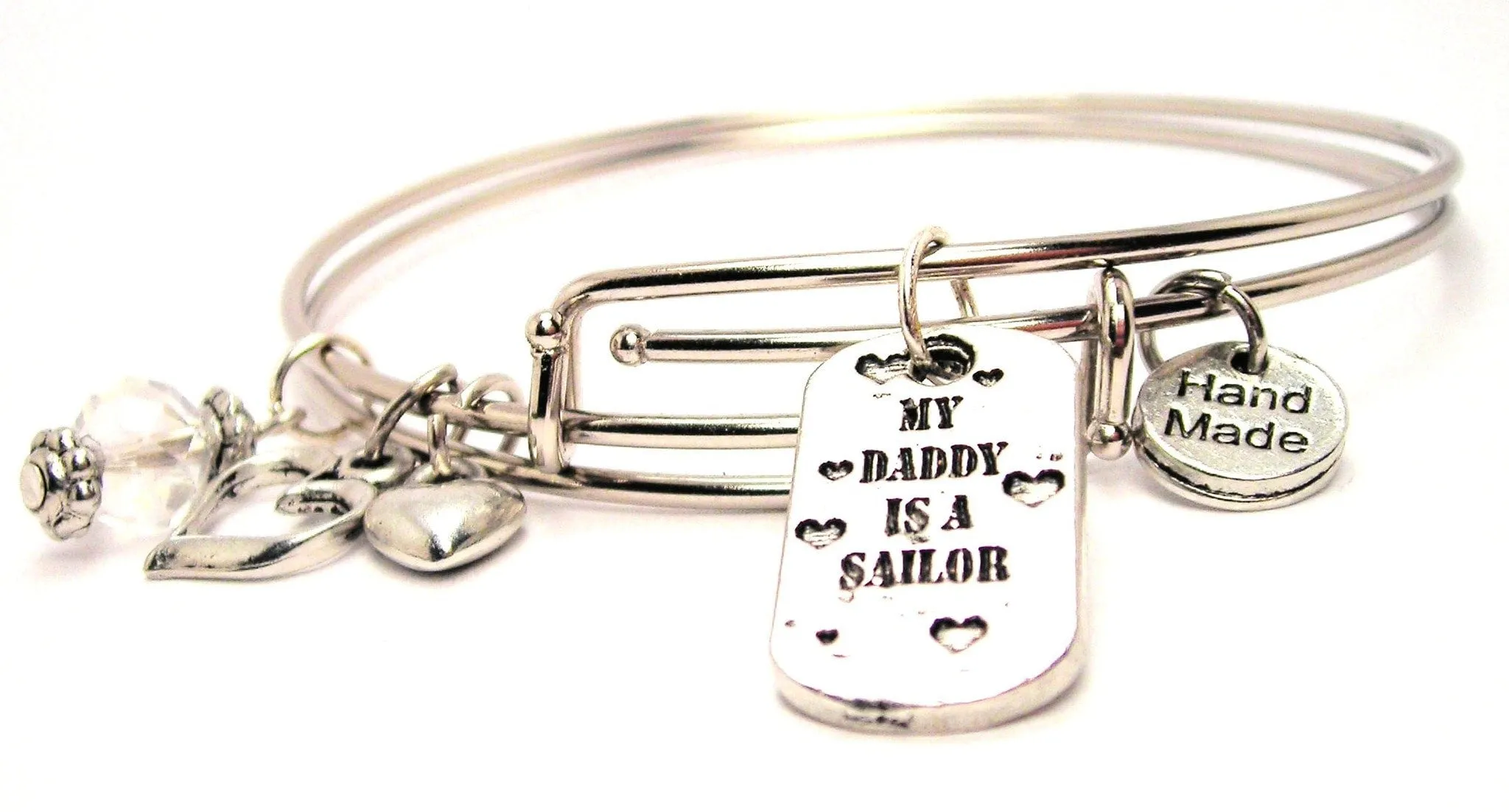 My Daddy Is A Sailor Expandable Bangle Bracelet Set