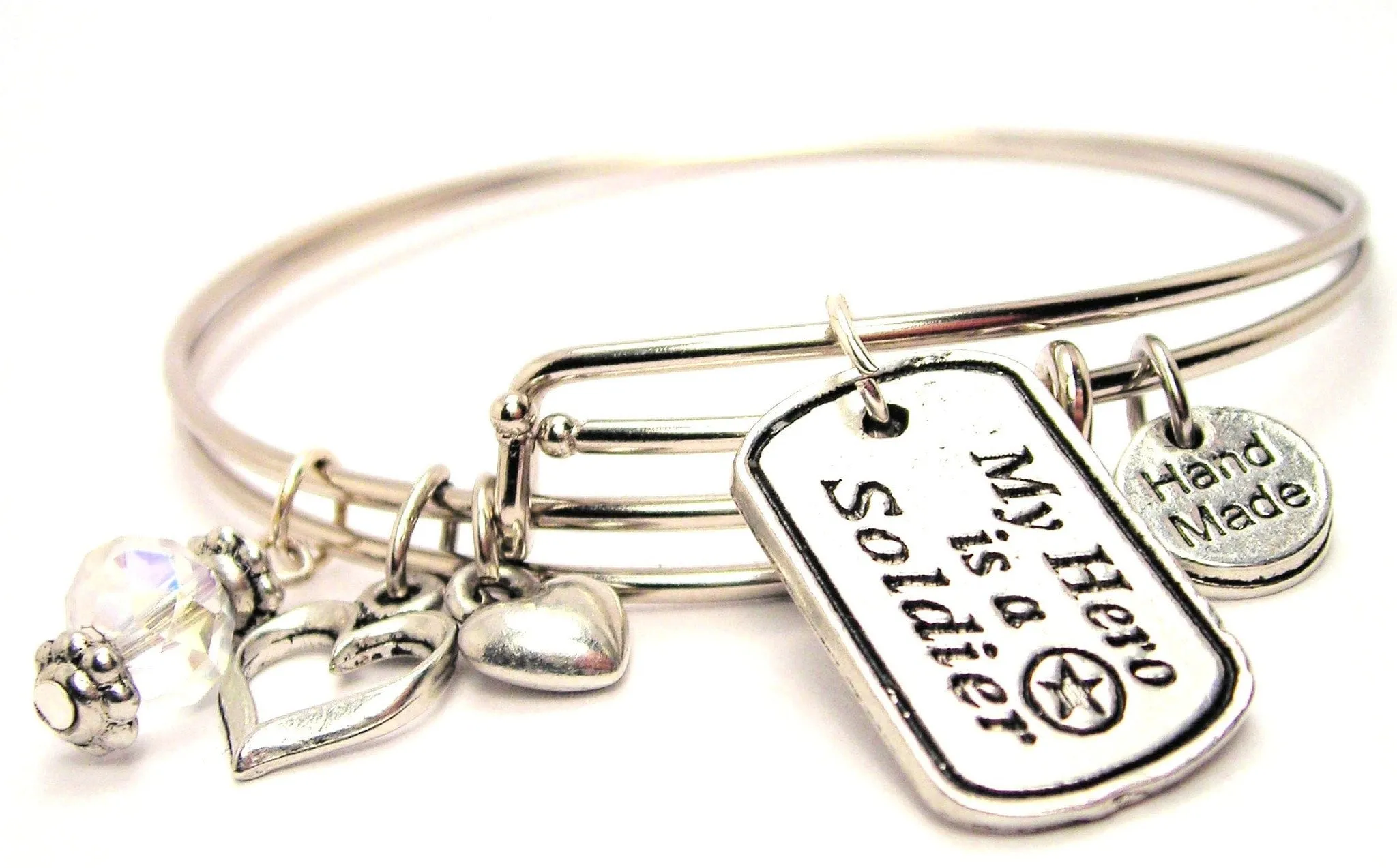 My Hero Is A Soldier Expandable Bangle Bracelet Set