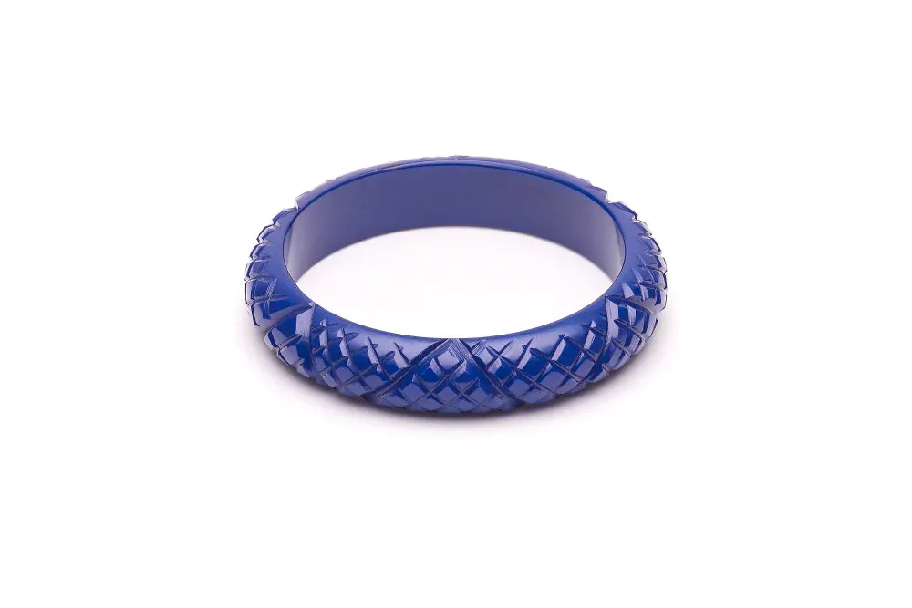 Narrow Indigo Heavy Carve Fakelite Bangle by Splendette