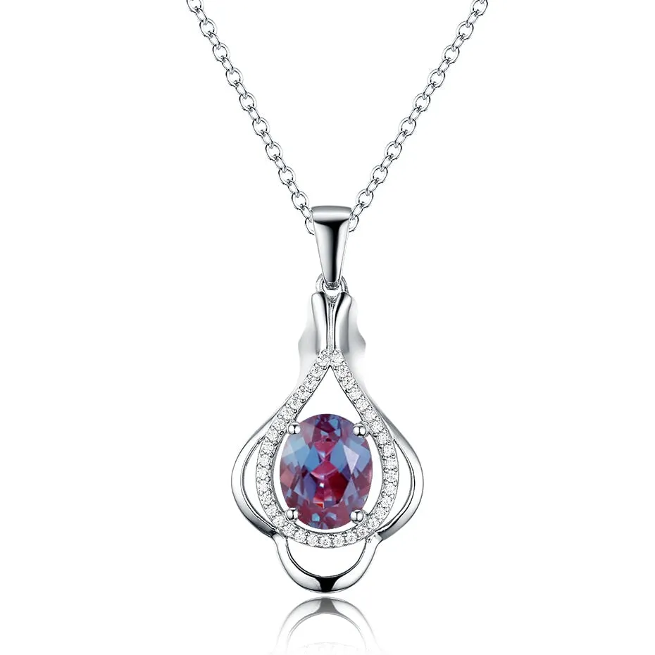 Natural Alexandrite Gemstone Pendant For Women Solid 925 Sterling Silver 585 rose gold Oval 8x10 Stone necklace For Women