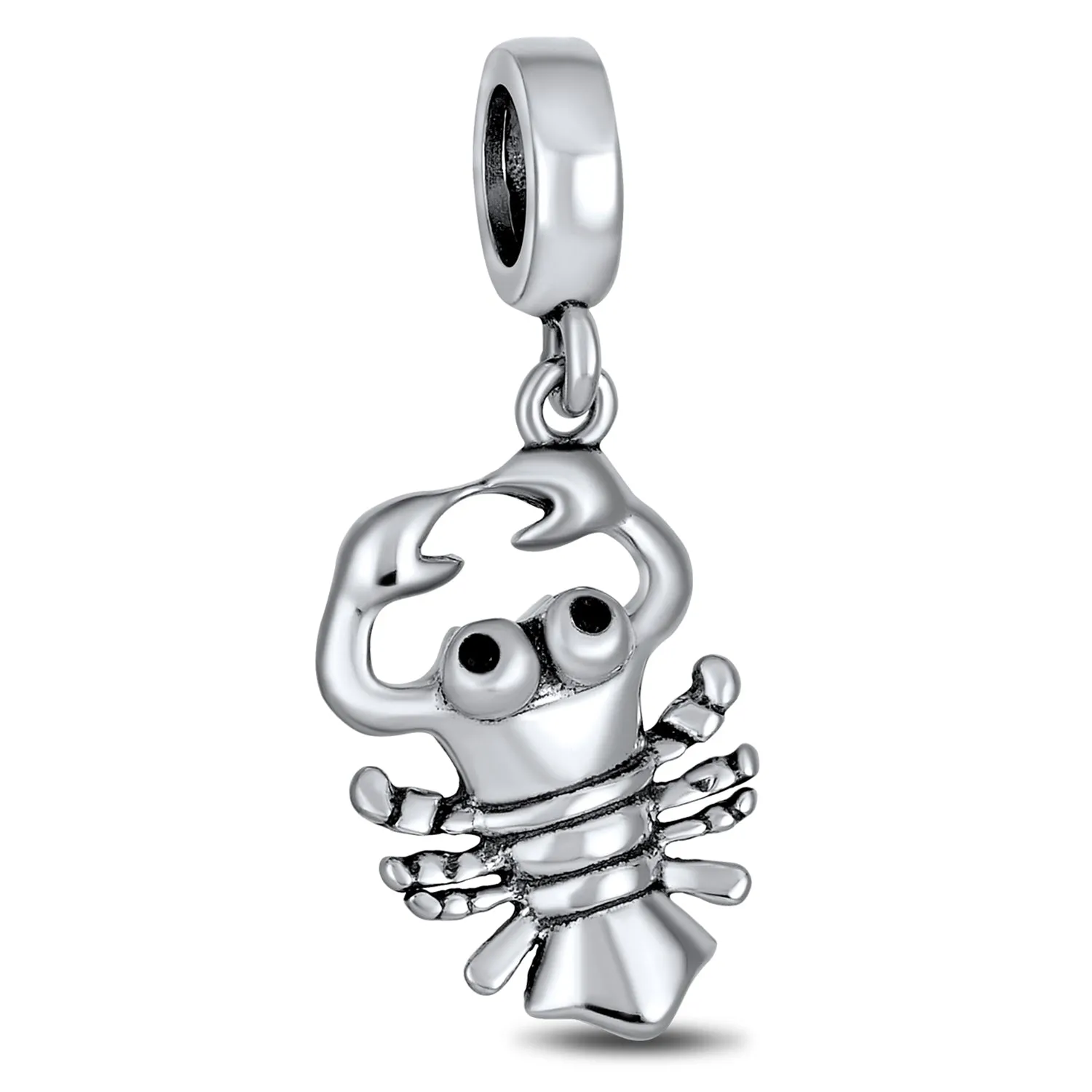 Nautical Lobster Dangle Charm Bead Sterling Silver for European Bracelets