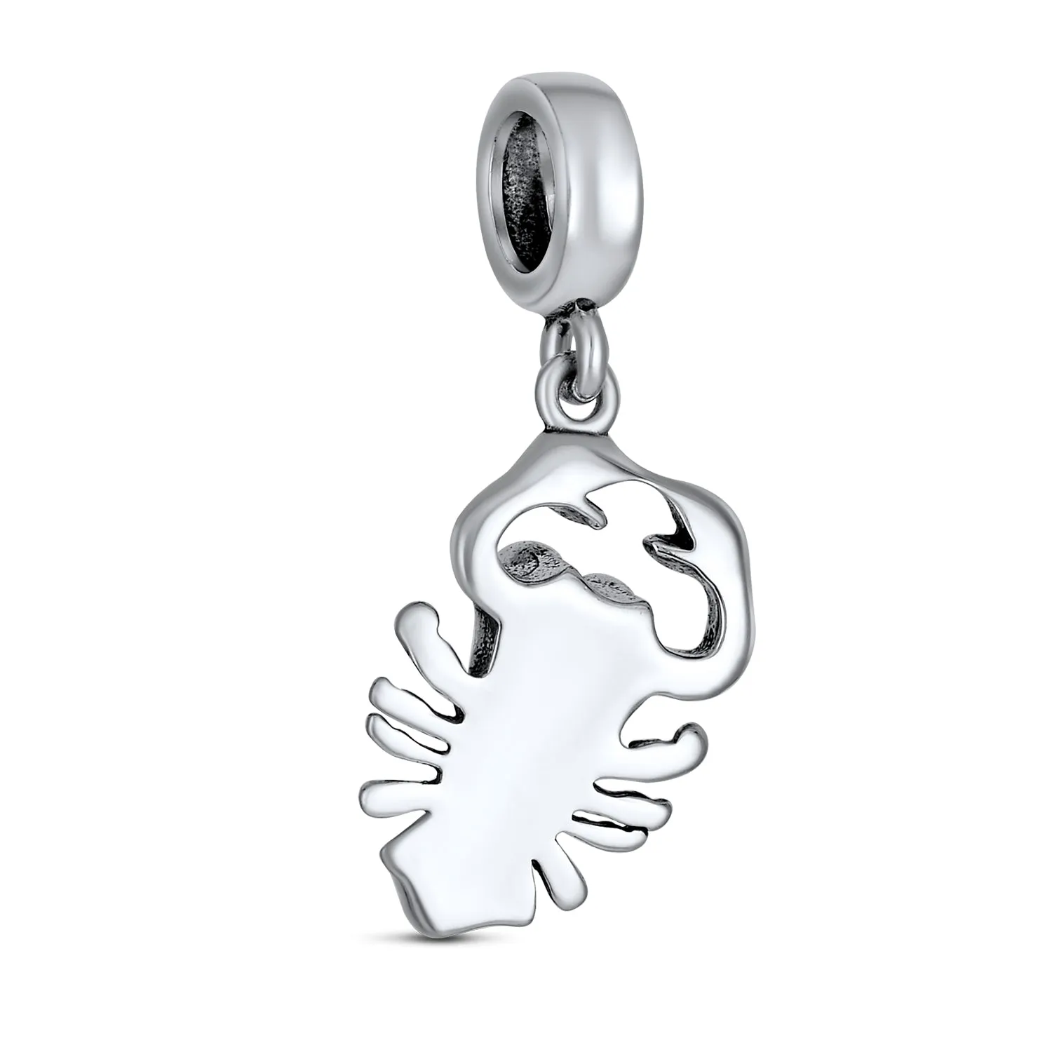 Nautical Lobster Dangle Charm Bead Sterling Silver for European Bracelets