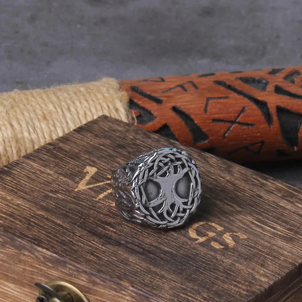 Nordic Tree of Life Signet Viking Ring