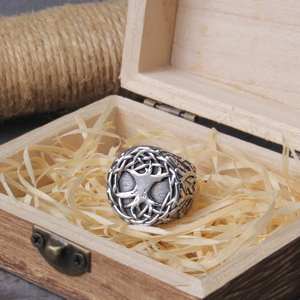 Nordic Tree of Life Signet Viking Ring