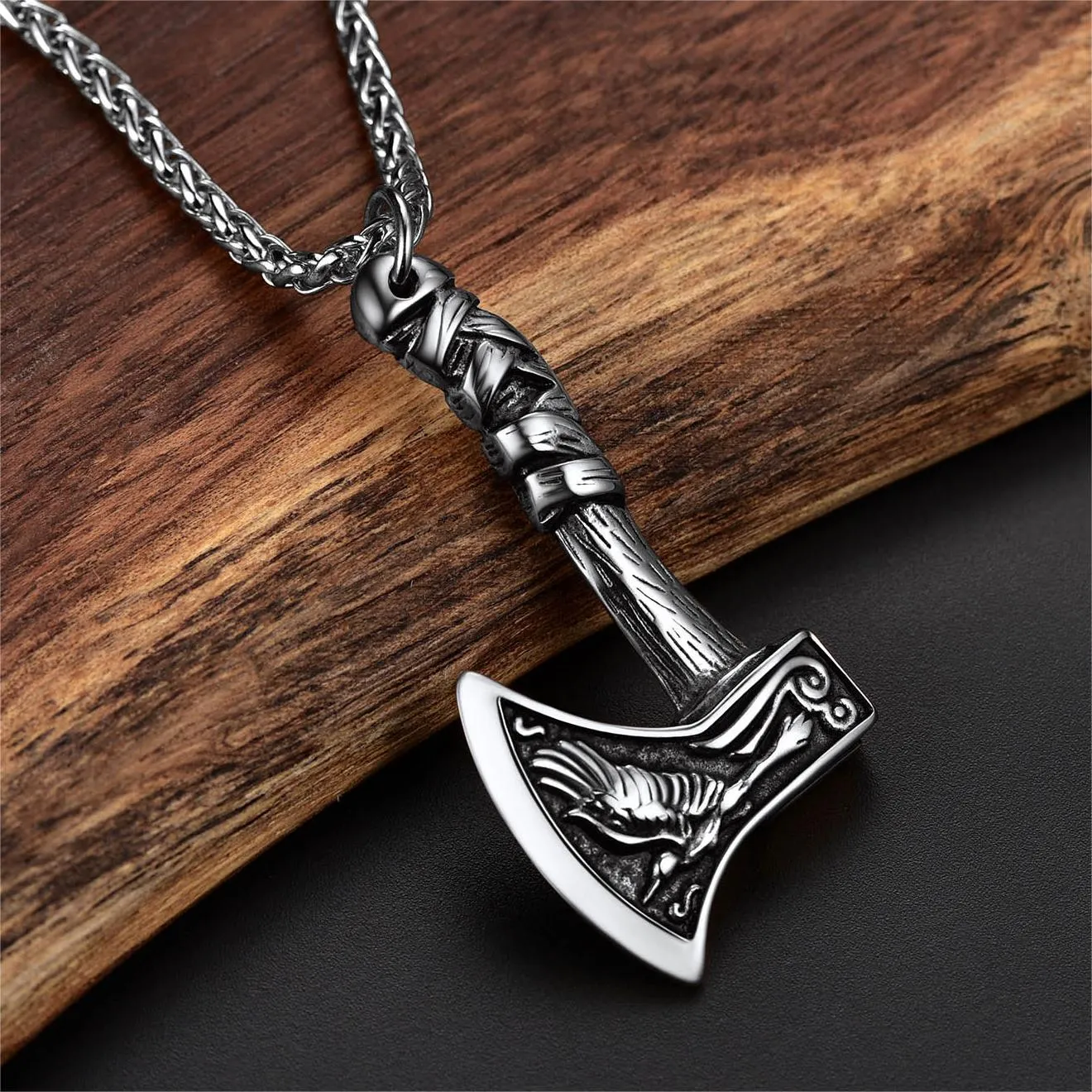 Norse Viking Battle Axe Necklace Amulet Jewelry for Men