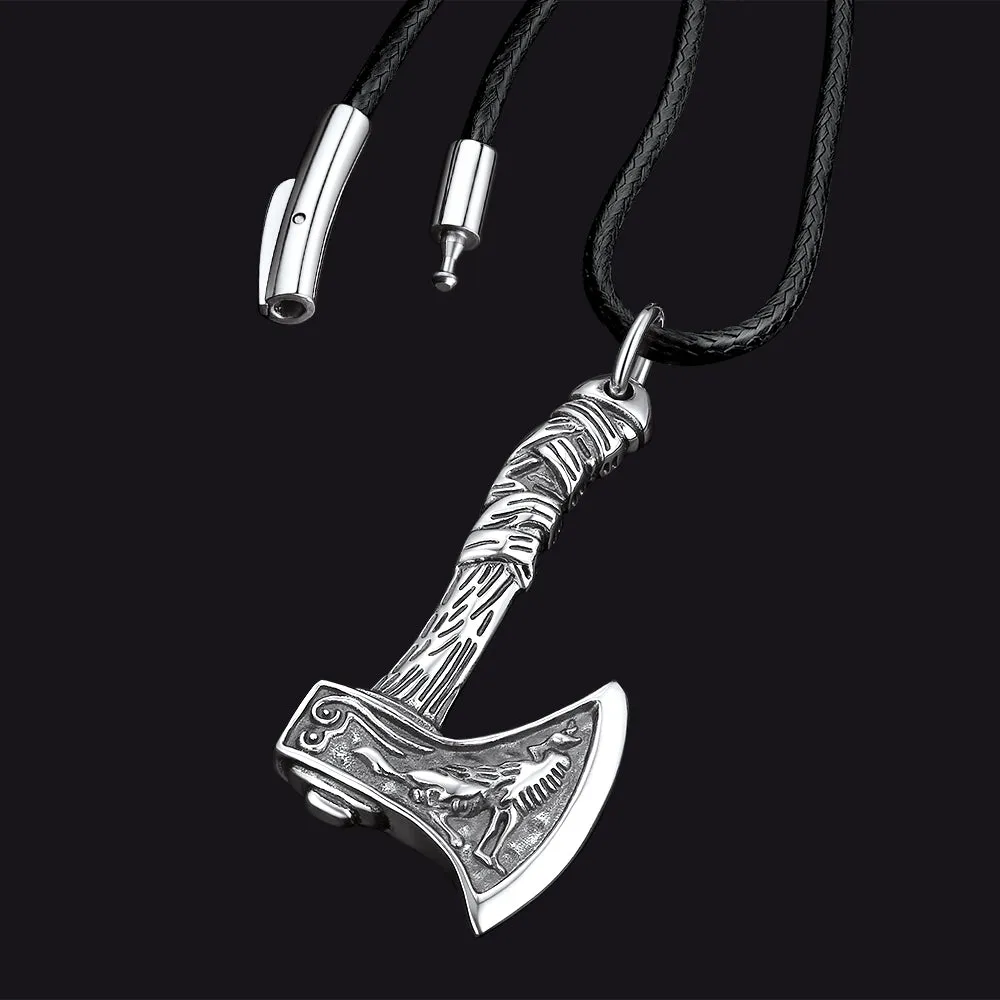 Norse Viking Battle Axe Necklace Amulet Jewelry for Men