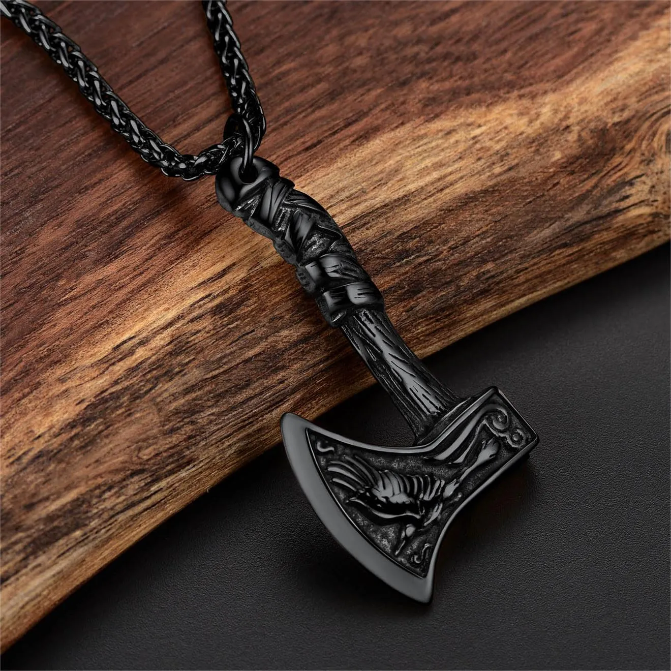 Norse Viking Battle Axe Necklace Amulet Jewelry for Men