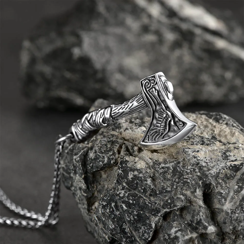 Norse Viking Battle Axe Necklace Amulet Jewelry for Men