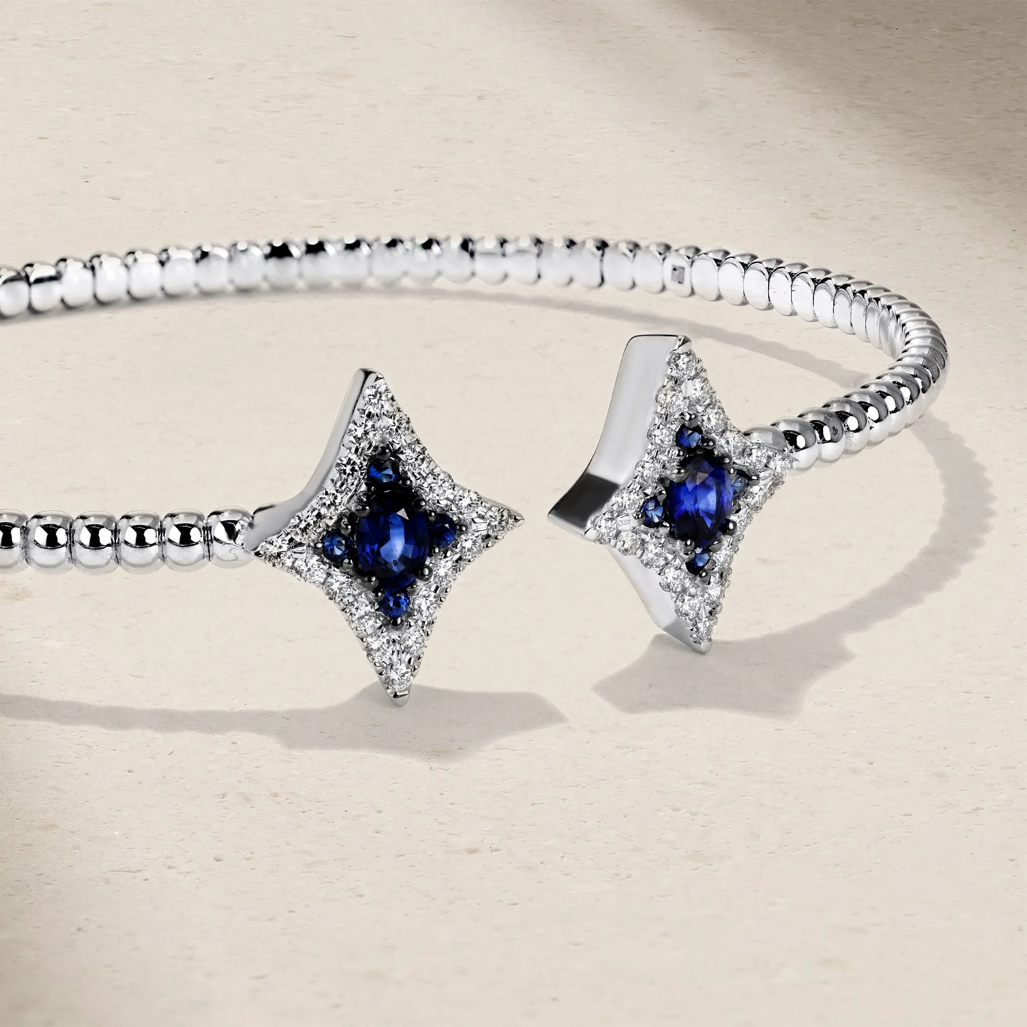 Notte Sapphire and Diamond Beaded Bangle