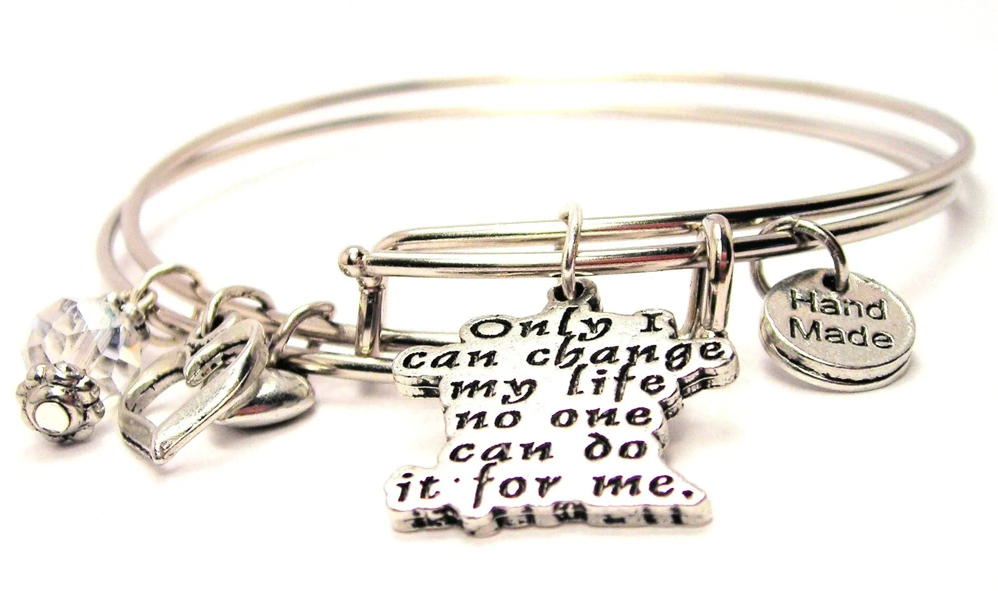 Only I Can Change My Life No One Can Do It For Me Expandable Bangle Bracelet Set