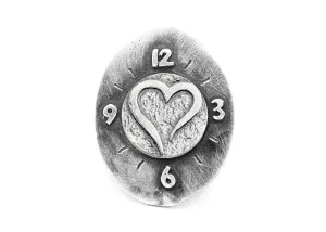 Open Heart Coin Timeless Medallion Clock Ring