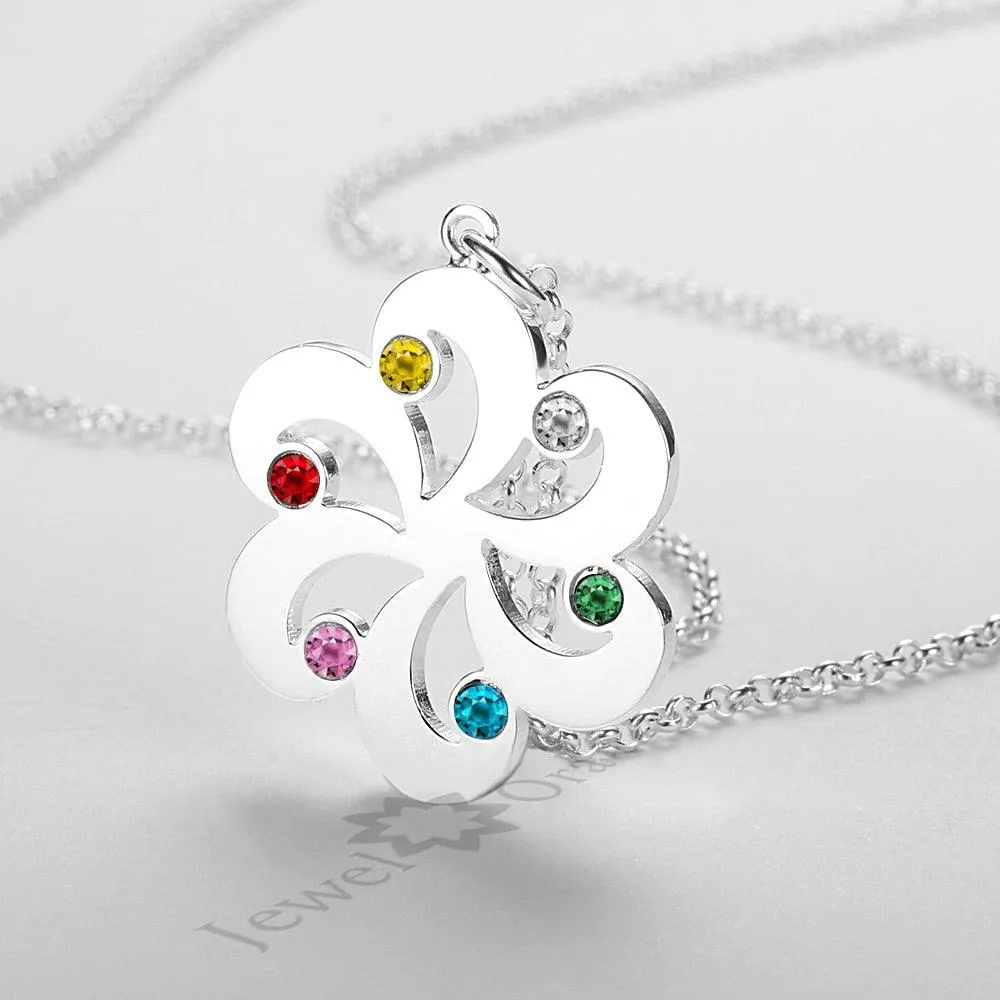 Personalize 925 Sterling Silver Flower Name Necklace DIY Birthstone Friendship & Family Christmas Gift