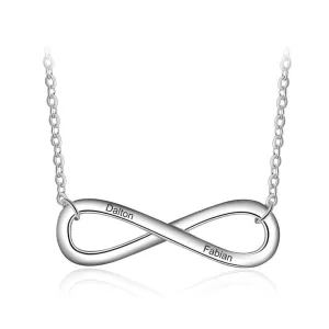 Personalized Silver Name Engraved Necklace, Infinite Love Pendant, Trendy Jewelry For Women