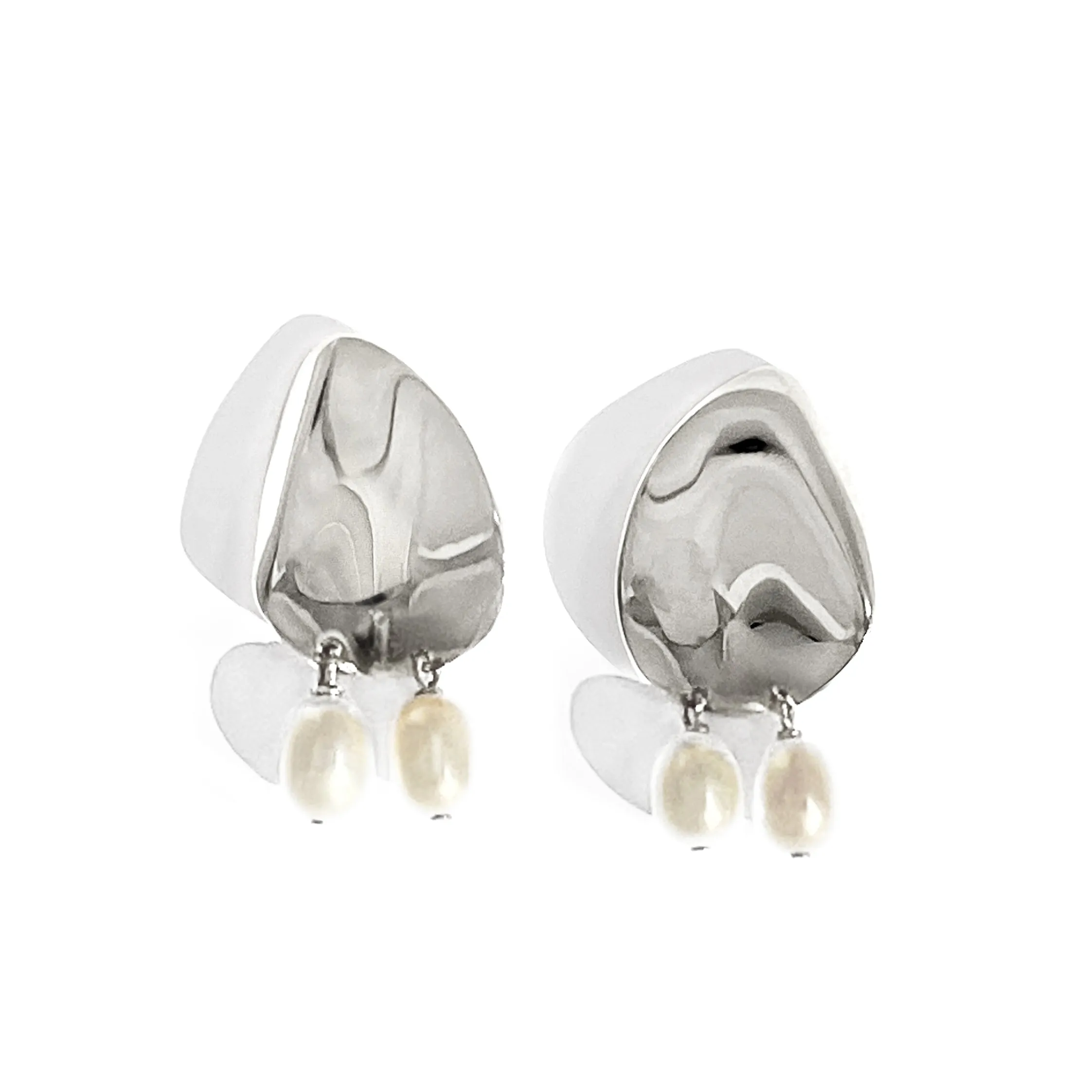 Petal Pearl Studs - Silver