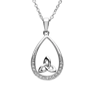 Platinum Plated White Trinity Pendant